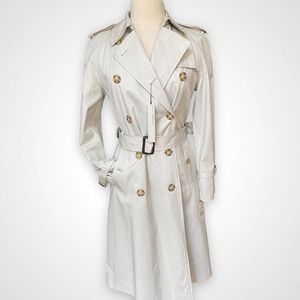 NEW Perry Ellis Trench Coat Womens Size 4 Stone Water Repellant Jacket